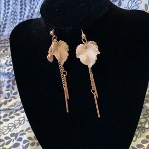 Tan leaf earrings